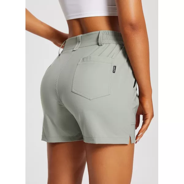 BALEAF Womens 45 Golf Hiking Shorts Stretch Quick Dry with Zipper Pockets Outdoor Causal Summer Shorts UPF 50Light Grey