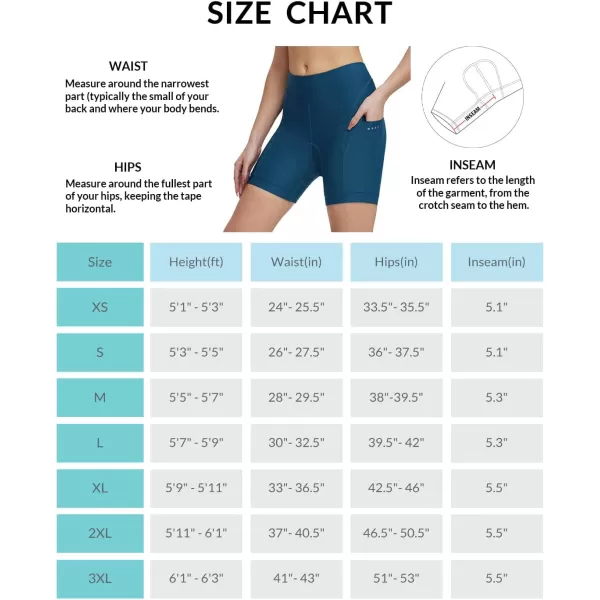 BALEAF Womens 4D Padded Bike Shorts 5 Lycra Cycling Underwear Biking Padding Pockets Biker Bicycle UPF 50Blue