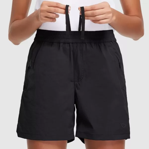 BALEAF Womens 5 Athletic Hiking Shorts Running Zipper Pockets Quick Dry Lightweight for Workout UPF 50Black