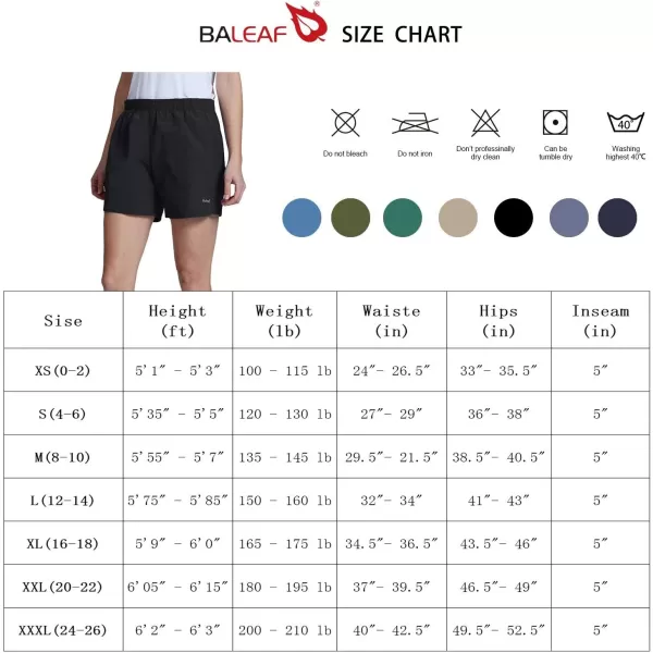 BALEAF Womens 5 Athletic Hiking Shorts Running Zipper Pockets Quick Dry Lightweight for Workout UPF 50Black