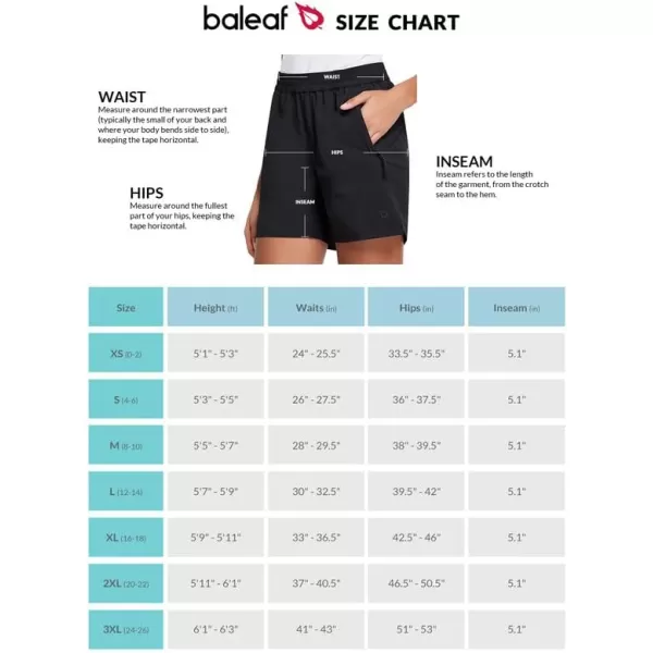 BALEAF Womens 5 Athletic Hiking Shorts Running Zipper Pockets Quick Dry Lightweight for Workout UPF 50Black