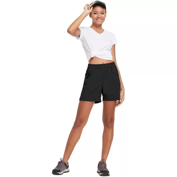 BALEAF Womens 5 Athletic Hiking Shorts Running Zipper Pockets Quick Dry Lightweight for Workout UPF 50Black