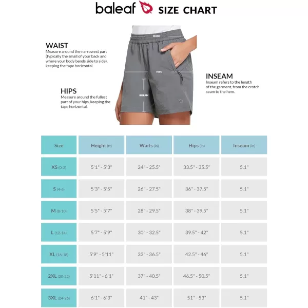 BALEAF Womens 5 Athletic Hiking Shorts Running Zipper Pockets Quick Dry Lightweight for Workout UPF 50Dark Grey