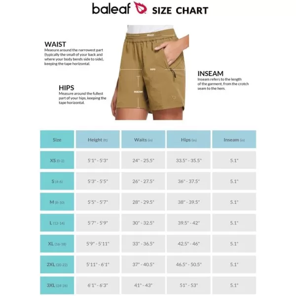 BALEAF Womens 5 Athletic Hiking Shorts Running Zipper Pockets Quick Dry Lightweight for Workout UPF 50Dark Khaki