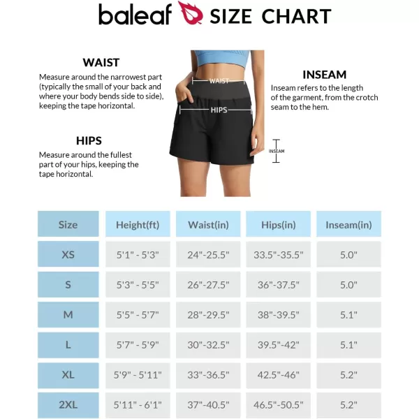 BALEAF Womens 5 Athletic Shorts High Waisted Quick Dry with Cargo Pockets Hiking Climbing Summer ShortsBlack