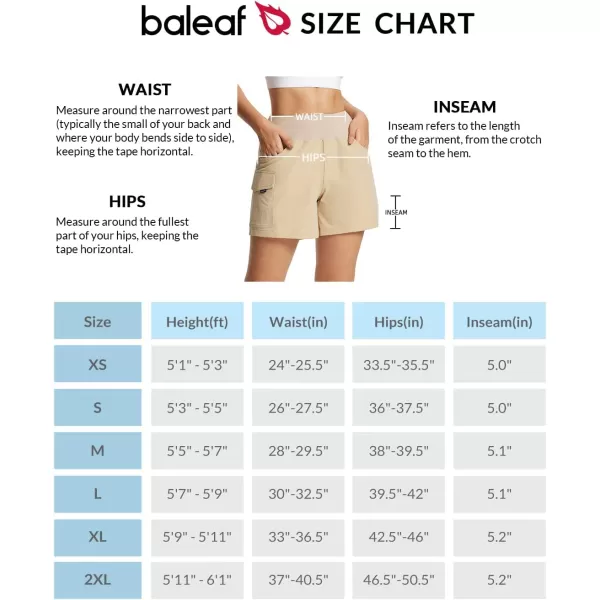 BALEAF Womens 5 Athletic Shorts High Waisted Quick Dry with Cargo Pockets Hiking Climbing Summer ShortsKhaki