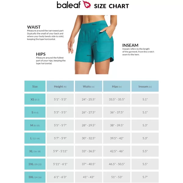 BALEAF Womens 5 High Waisted Swim Board Shorts Quick Dry Swimsuits Bottoms Trunks with Pockets5 Aqua Blue