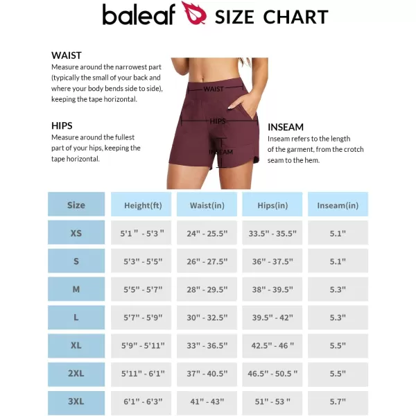 BALEAF Womens 5 High Waisted Swim Board Shorts Quick Dry Swimsuits Bottoms Trunks with Pockets5 Wine