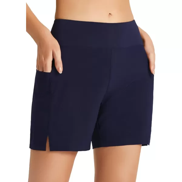 BALEAF Womens 5 Quick Dry High Waisted Swim Board Shorts UPF 50 Swimsuit Bottom Trunks with LinerBlue