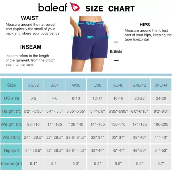 BALEAF Womens 5 Quick Dry High Waisted Swim Board Shorts UPF 50 Swimsuit Bottom Trunks with LinerDazzling Blue