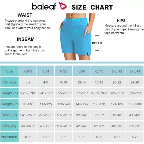 BALEAF Womens 5 Quick Dry High Waisted Swim Board Shorts UPF 50 Swimsuit Bottom Trunks with LinerElegant Blue