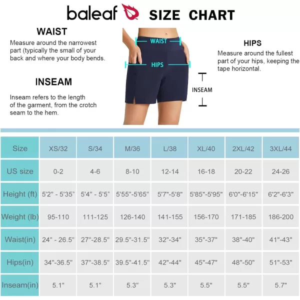 BALEAF Womens 5 Quick Dry High Waisted Swim Board Shorts UPF 50 Swimsuit Bottom Trunks with LinerNavy Blue