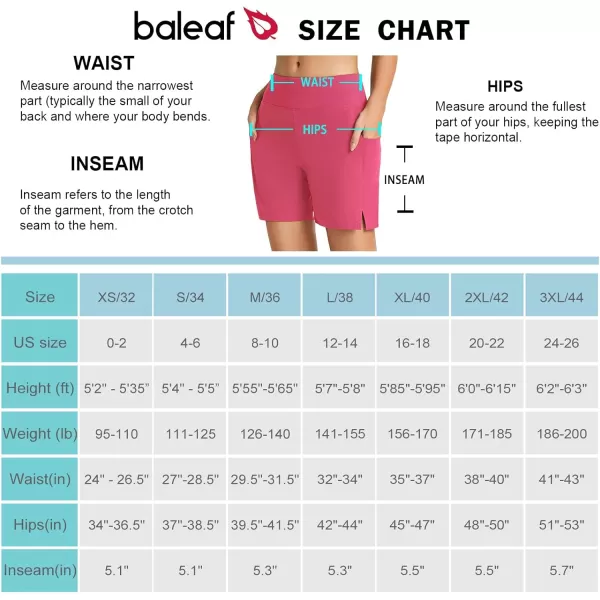 BALEAF Womens 5 Quick Dry High Waisted Swim Board Shorts UPF 50 Swimsuit Bottom Trunks with LinerPink