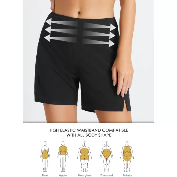 BALEAF Womens 5 Quick Dry High Waisted Swim Board Shorts UPF 50 Swimsuit Bottom Trunks with LinerStandard Black
