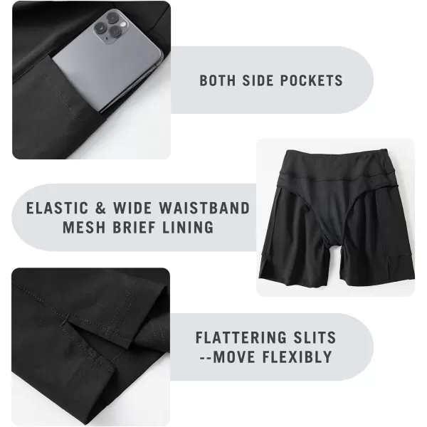BALEAF Womens 5 Quick Dry High Waisted Swim Board Shorts UPF 50 Swimsuit Bottom Trunks with LinerStandard Black