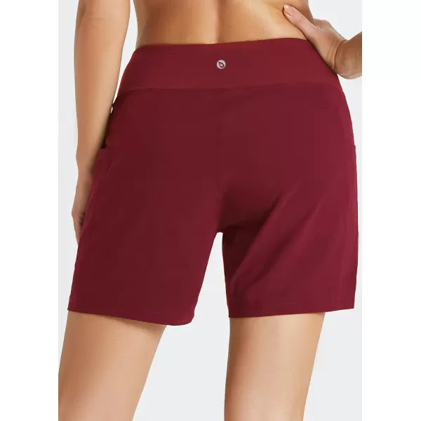 BALEAF Womens 5 Quick Dry High Waisted Swim Board Shorts UPF 50 Swimsuit Bottom Trunks with LinerStandard Wine Red