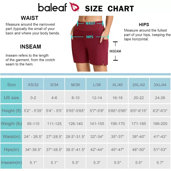 BALEAF Womens 5 Quick Dry High Waisted Swim Board Shorts UPF 50 Swimsuit Bottom Trunks with LinerStandard Wine Red