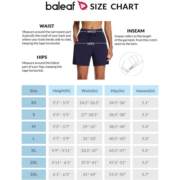 BALEAF Womens 5 Quick Dry High Waisted Swim Board Shorts UPF 50 Swimsuit Bottom Trunks with LinerStandardwith drawcord Navy Blue