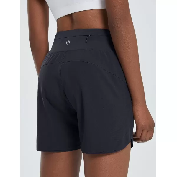 BALEAF Womens 5 Running Shorts Unlined Athletic Workout Shorts Zipper PocketBlack