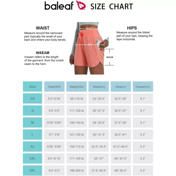 BALEAF Womens 5 Running Shorts Unlined Athletic Workout Shorts Zipper PocketCoral