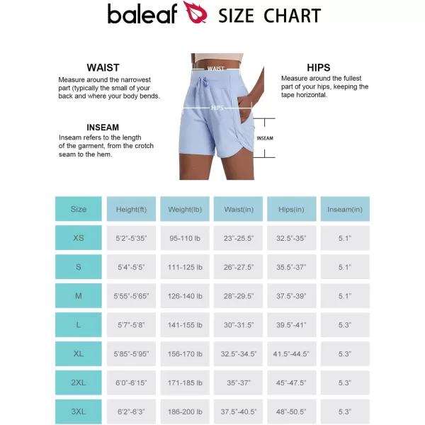 BALEAF Womens 5 Running Shorts Unlined Athletic Workout Shorts Zipper PocketLight Blue