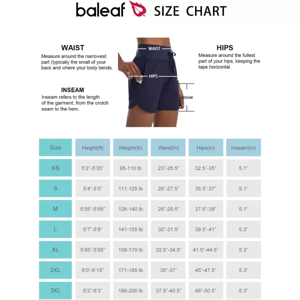 BALEAF Womens 5 Running Shorts Unlined Athletic Workout Shorts Zipper PocketNavy