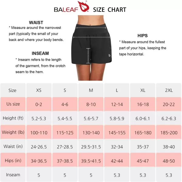 BALEAF Womens 5 Running Shorts with Liner Quick Dry High Waisted Athletic Gym Lined Shorts Workout Zipper PocketBlack