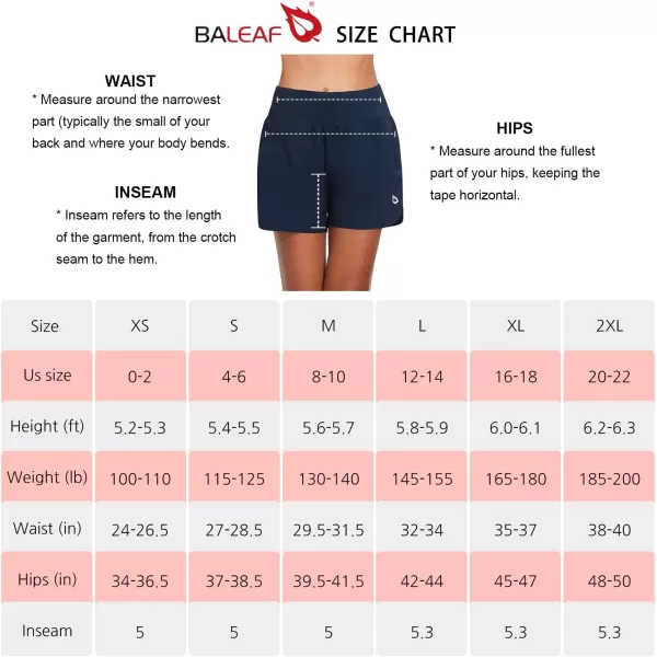 BALEAF Womens 5 Running Shorts with Liner Quick Dry High Waisted Athletic Gym Lined Shorts Workout Zipper PocketNavy