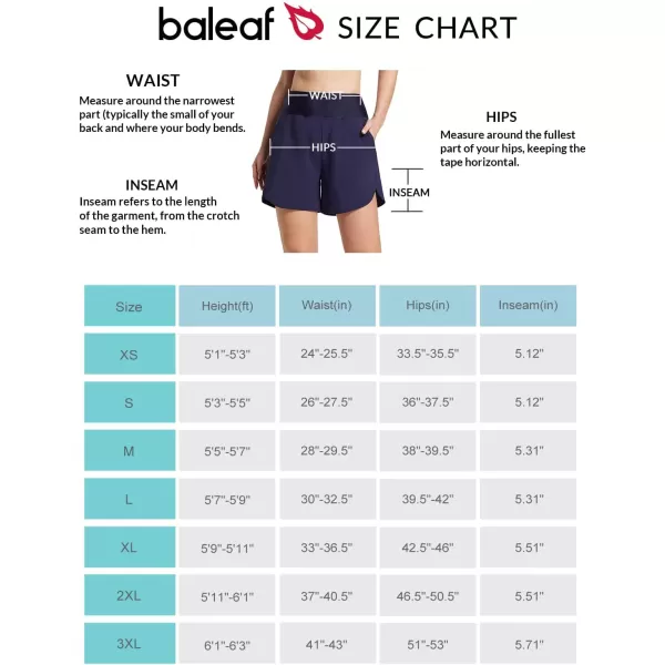 BALEAF Womens 5 Swim Shorts High Waisted Board Shorts Quick Dry Swimming Bottoms Trunks UPF 50 Beach Shorts with LinerDark Blue