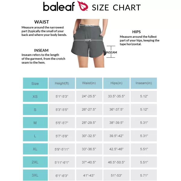 BALEAF Womens 5 Swim Shorts High Waisted Board Shorts Quick Dry Swimming Bottoms Trunks UPF 50 Beach Shorts with LinerDark Grey