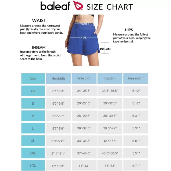 BALEAF Womens 5 Swim Shorts High Waisted Board Shorts Quick Dry Swimming Bottoms Trunks UPF 50 Beach Shorts with LinerDazzling Blue