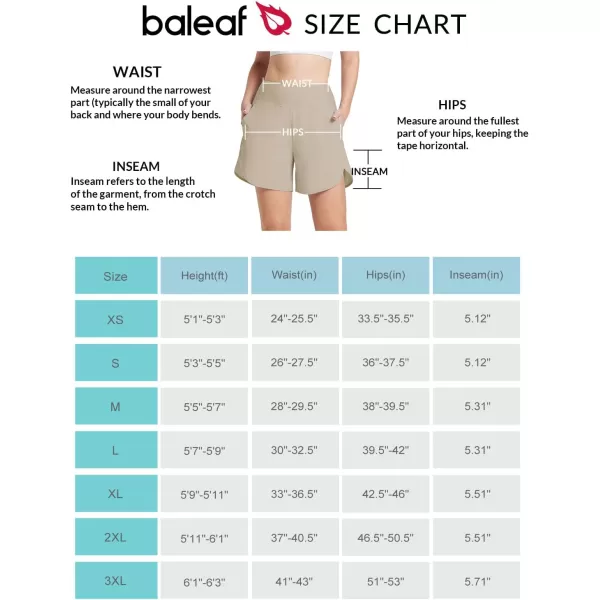 BALEAF Womens 5 Swim Shorts High Waisted Board Shorts Quick Dry Swimming Bottoms Trunks UPF 50 Beach Shorts with LinerKhaki