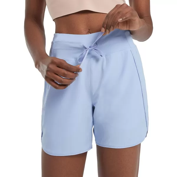 BALEAF Womens 5 Workout Shorts Athletic Running Shorts High Waisted with Zipper Pocket Gym Quick Dry Hiking SportsLight Blue