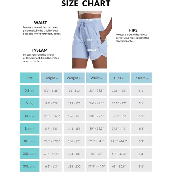 BALEAF Womens 5 Workout Shorts Athletic Running Shorts High Waisted with Zipper Pocket Gym Quick Dry Hiking SportsLight Blue