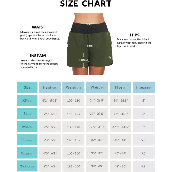 BALEAF Womens 5 Workout Shorts Gym Running Shorts Athletic with Liner High Waistband Quick Dry Sports Zipper PocketsArmy Green