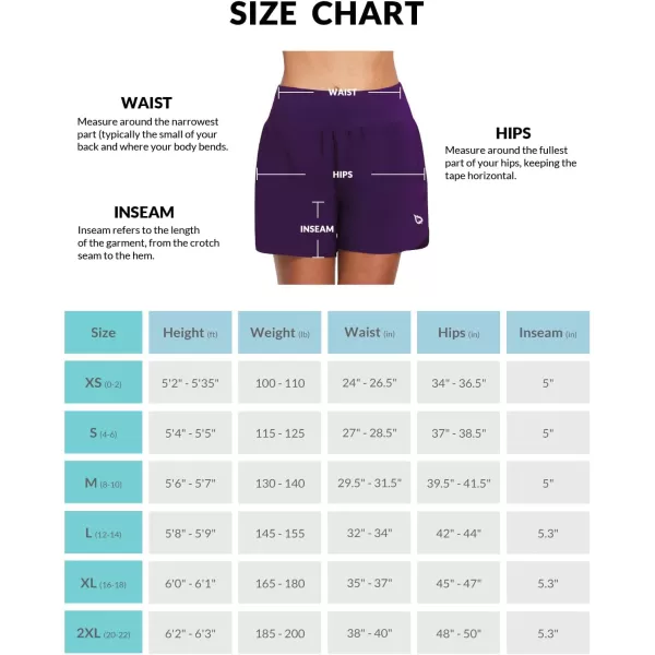 BALEAF Womens 5 Workout Shorts Gym Running Shorts Athletic with Liner High Waistband Quick Dry Sports Zipper PocketsPurple