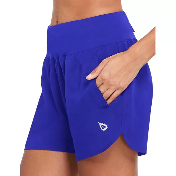 BALEAF Womens 5 Workout Shorts Gym Running Shorts Athletic with Liner High Waistband Quick Dry Sports Zipper PocketsRoyal Blue