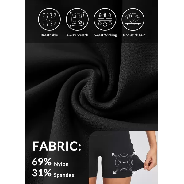 BALEAF Womens 5 Workout Shorts High Waisted Light Compression Yoga Spandex Volleyball Biker Shorts 3 PocketsBlack