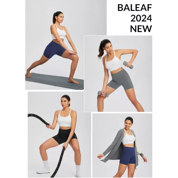 BALEAF Womens 5 Workout Shorts High Waisted Light Compression Yoga Spandex Volleyball Biker Shorts 3 PocketsGrey