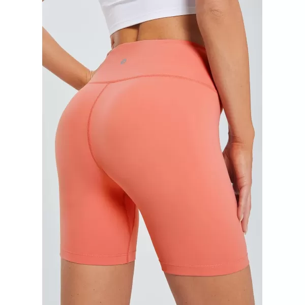 BALEAF Womens 68 High Waisted Biker Shorts with Pockets for Gym Workout Yoga Running Athletic6 Inseam Brick Pink