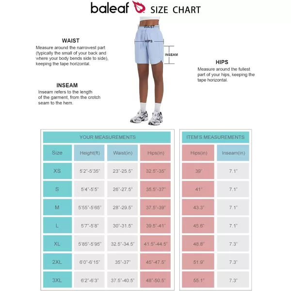 BALEAF Womens 7 Athletic Long Running Shorts Quick Dry Workout Hiking Shorts High Waisted Zipper PocketBlue