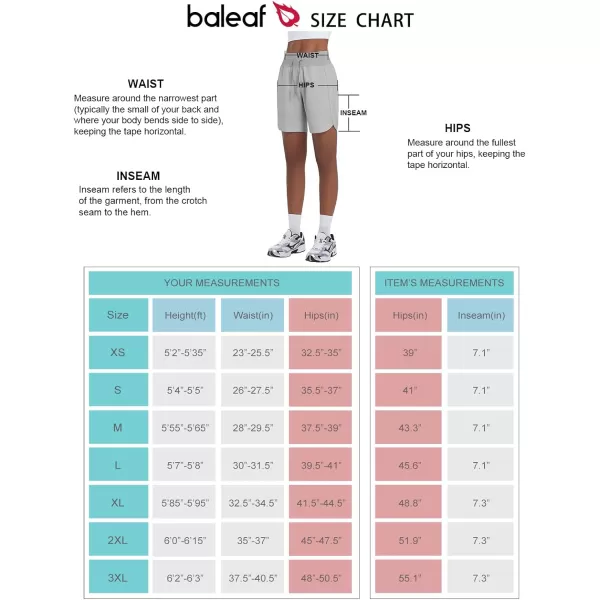 BALEAF Womens 7 Athletic Long Running Shorts Quick Dry Workout Hiking Shorts High Waisted Zipper PocketGrey