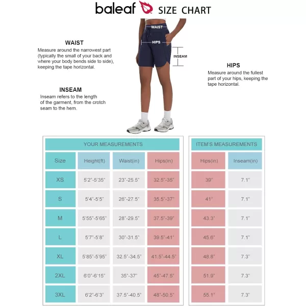 BALEAF Womens 7 Athletic Long Running Shorts Quick Dry Workout Hiking Shorts High Waisted Zipper PocketNavy