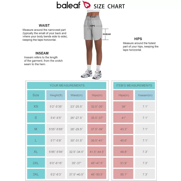 BALEAF Womens 7 Athletic Long Running Shorts Workout Gym Quick Dry Hiking Shorts High Waisted Zipper PocketGrey