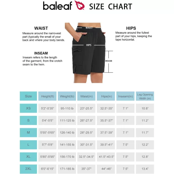 BALEAF Womens 7 Hiking Shorts with Zipper Pockets Summer Quick Dry Nylon Lightweight Baggy Shorts for Thick ThighsBlack