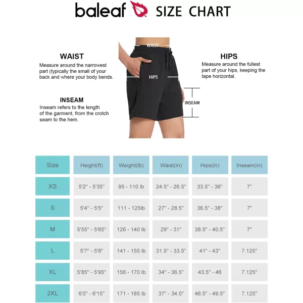 BALEAF Womens 7 Long Running Shorts No Liner Zipper Pockets Quick Dry Athletic Workout ShortsBlack