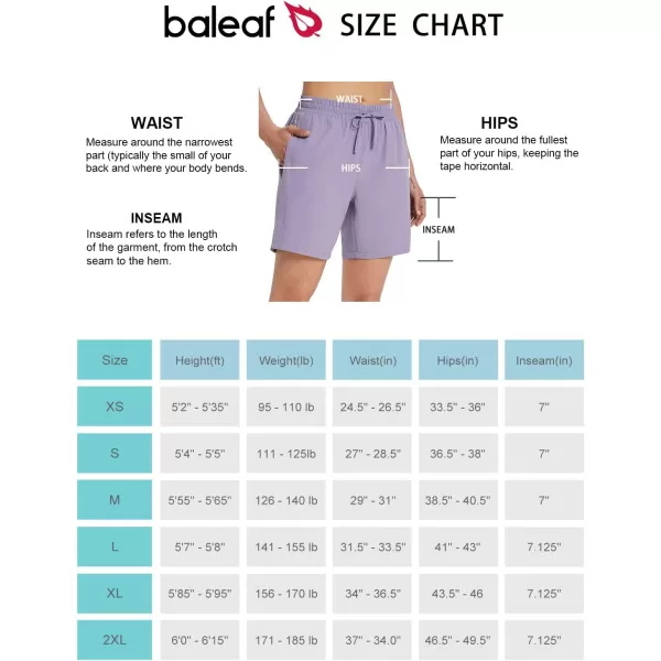 BALEAF Womens 7 Long Running Shorts No Liner Zipper Pockets Quick Dry Athletic Workout ShortsPurple