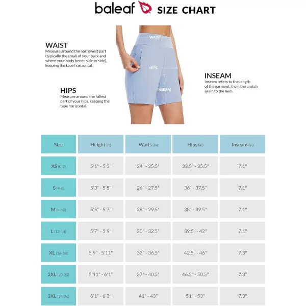 BALEAF Womens 7 Long Running Shorts Quick Dry Athletic Workout Shorts with Zipper Pockets UnlinedSnow Blue