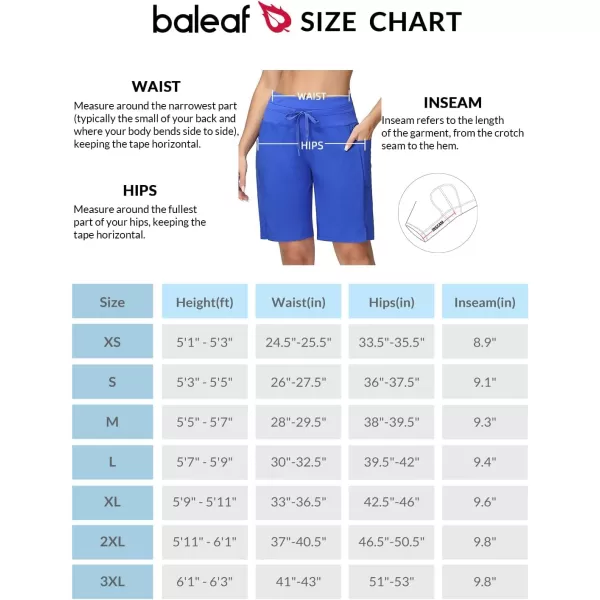 BALEAF Womens 789 Long Swim Board Shorts High Waisted Quick Dry Swimming Bottoms with Liner Pockets Beach Water Surf9 inches Dazzling Blue