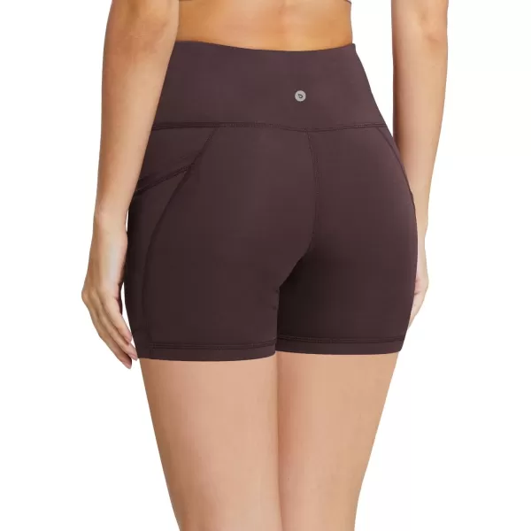 BALEAF Womens 8 7 5 Biker Shorts High Waist Workout Yoga Running Volleyball Spandex Shorts with Pockets5 inches Brown